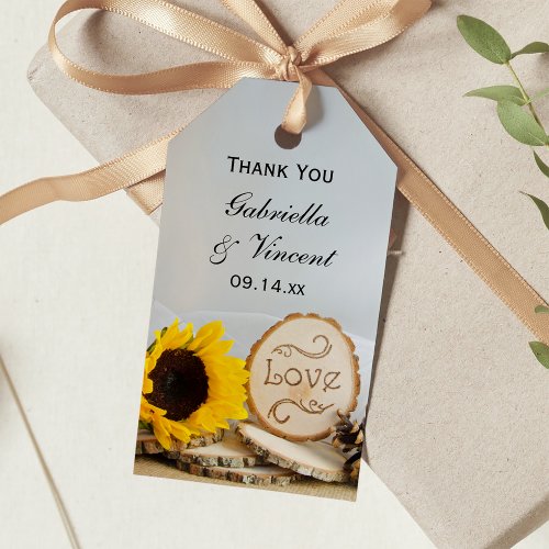 Rustic Sunflower Woodland Wedding Favor Tags