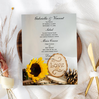 Rustic Sunflower Woodland Wedding Menu
