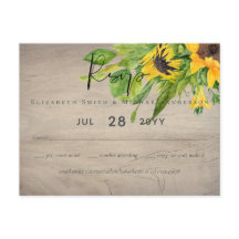 Rustic Sunflower Woodland Wedding RSVP