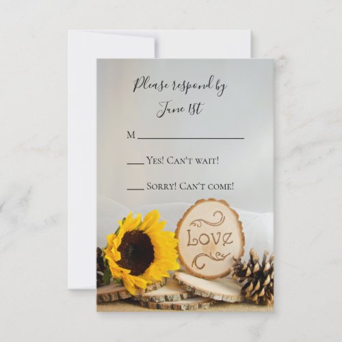 Rustic Sunflower Woodland Wedding RSVP Response