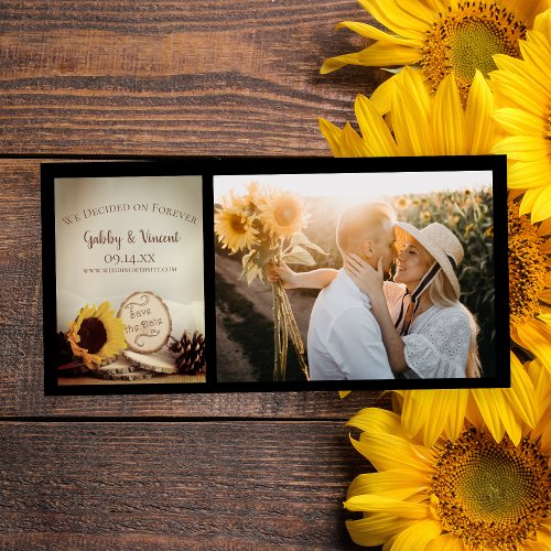 Rustic Sunflower Woodland Wedding Save the Date