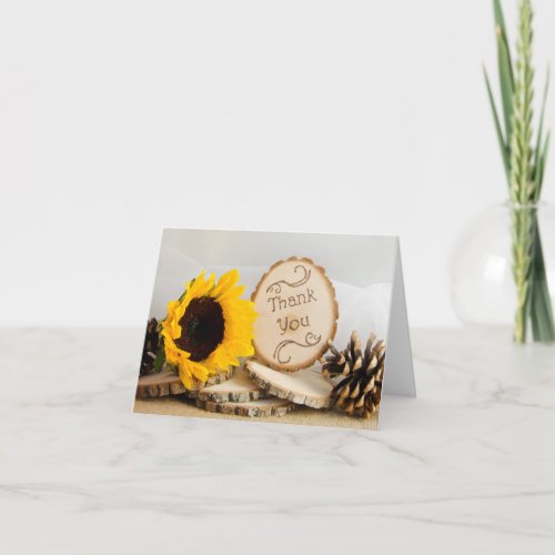 Rustic Sunflower Woodland Wedding Thank You