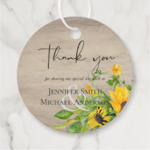 Rustic Sunflower Woodland Wedding Thank You