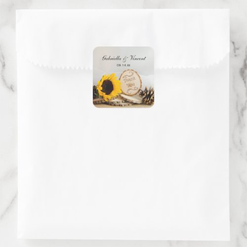 Rustic Sunflower Woodland Wedding Thank You Tag