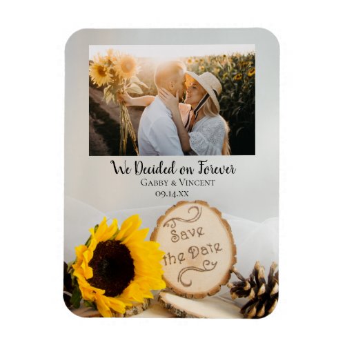Rustic Sunflower Woods Wedding Save the Date Magnet