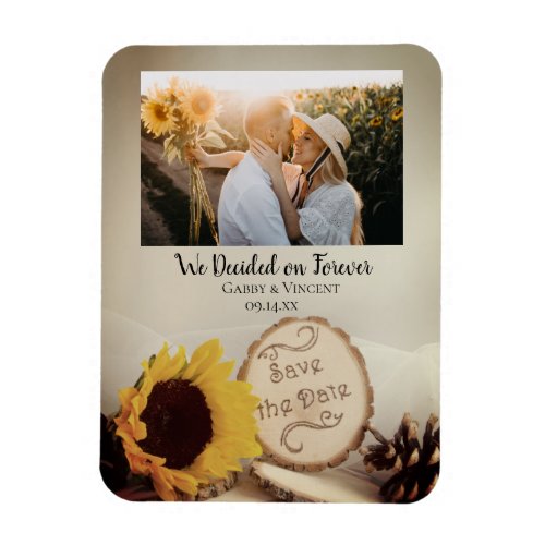 Rustic Sunflower Woods Wedding Save the Date Magnet