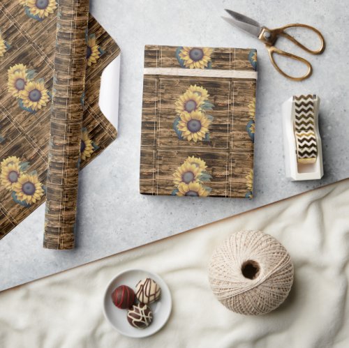Rustic Sunflower Wrapping Paper