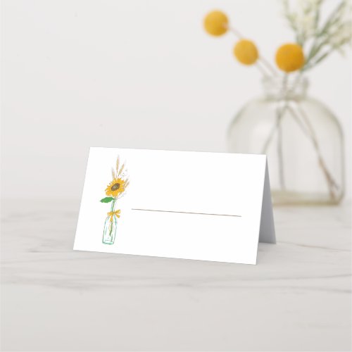 Rustic  Sunflower Yellow Floral Wedding Party Place Card