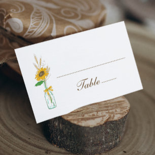Rustic Sunflower Yellow Floral Wedding Party Place Card