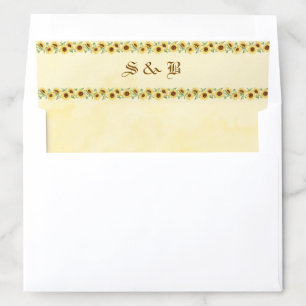 Rustic Sunflower Yellow Watercolor Wedding Envelope Liner