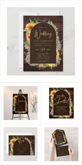 Rustic Sunflowers Ampersand Arch Wedding Suite 