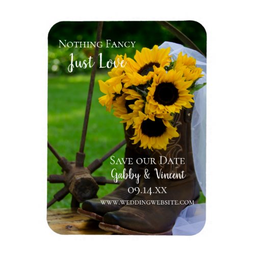Rustic Sunflowers and Boots Wedding Save the Date  Magnet
