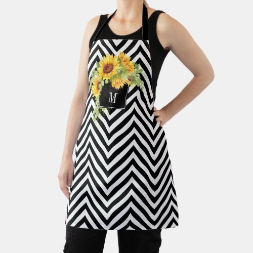 Rustic Sunflowers and Chevrons Pattern Apron