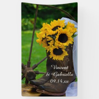 Rustic Sunflowers and Cowboy Boots Country Wedding Banner