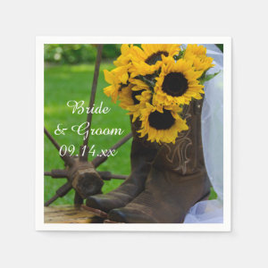 Rustic Sunflowers and Cowboy Boots Country Wedding Napkin