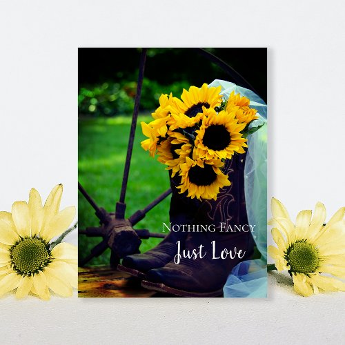 Rustic Sunflowers and Cowboy Boots Save the Date Announcement Postcard