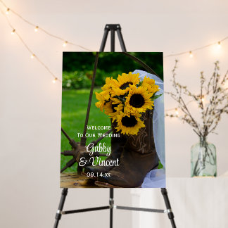 Rustic Sunflowers and Cowboy Boots Western Wedding Foam Board