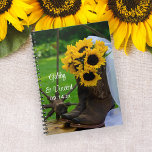 Rustic Sunflowers And Cowboy Boots Western Wedding Notebook at Zazzle