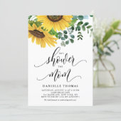 Rustic Sunflowers and Eucalyptus Fall Baby Shower Invitation (Standing Front)
