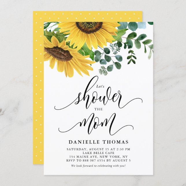 Rustic Sunflowers and Eucalyptus Fall Baby Shower Invitation (Front/Back)