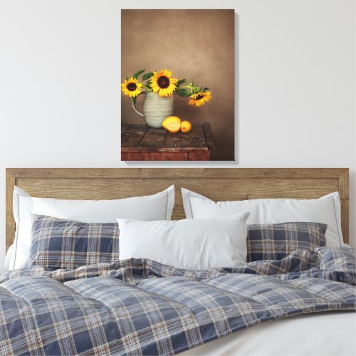 Rustic Sunflowers and Lemons Canvas Print