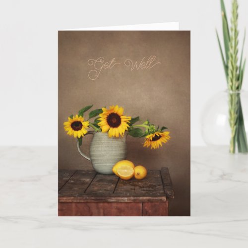 Rustic Sunflowers and Lemons Get Well Thank You Card