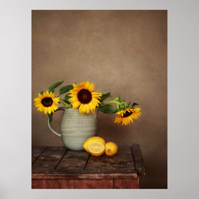 Rustic Sunflowers and Lemons Poster (Front)