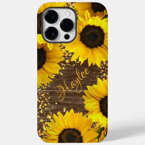 Rustic Sunflowers and Name Case_Mate iPhone 14 Pro Max Case