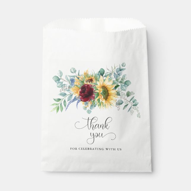 Rustic Sunflowers and Roses Floral Favor Bag (Front)