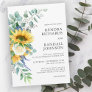 Rustic Sunflowers and Roses Floral Wedding Invitation