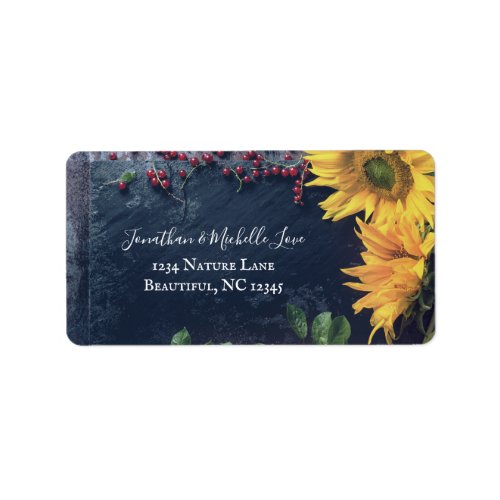 Rustic Sunflowers and Slate Country Address Label