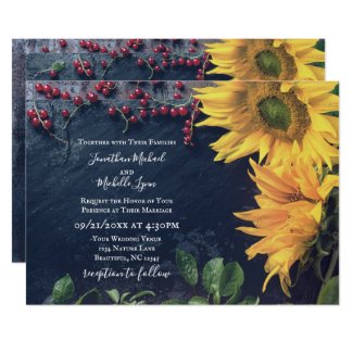 Rustic Sunflowers and Slate Country Wedding Invitation