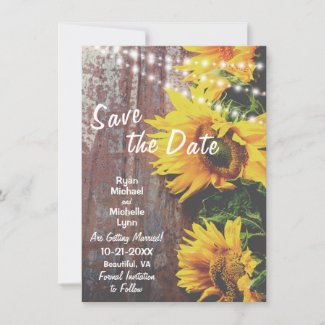 Rustic Sunflowers and String Lights Wedding  Save The Date