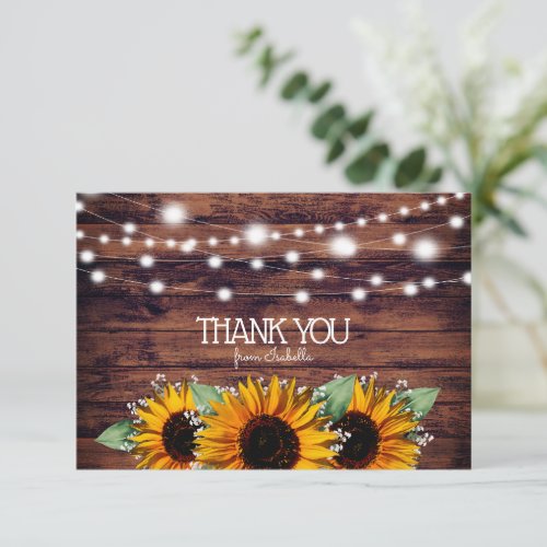 Rustic Sunflowers and Twinkle Lights Thank You