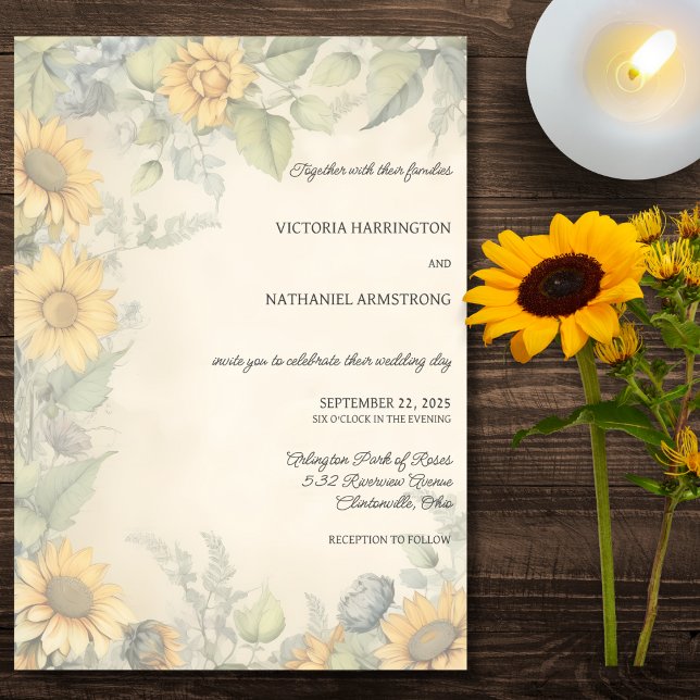 Rustic Sunflowers and Vines Wedding  Invitation (Creator Uploaded)