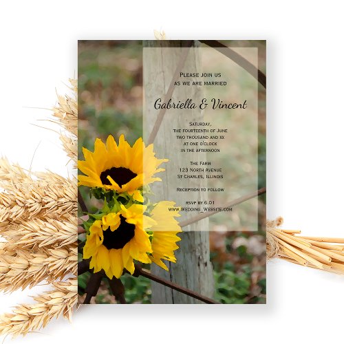 Sunflowers and Wagon Wheel Country Wedding Personalized Invite
