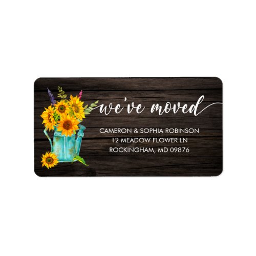 Rustic Sunflowers And Wood Weve Moved Label