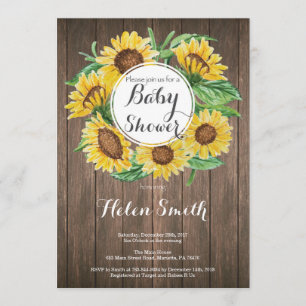 Rustic Sunflowers Baby Shower Invitation