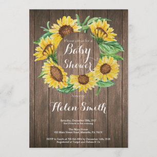 Rustic Sunflowers Baby Shower Invitation