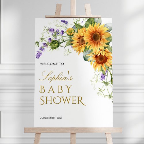 Rustic Sunflowers Baby Shower Welcome Sign