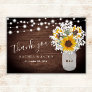 Rustic Sunflowers Baby's Breath Mason Jar Wedding Thank You Card