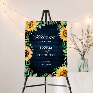 Rustic Sunflowers Baby's Breath Wedding Welcome Foam Board