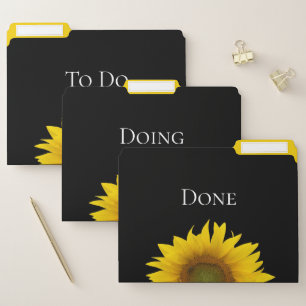 Rustic Sunflowers Black Yellow File Folder