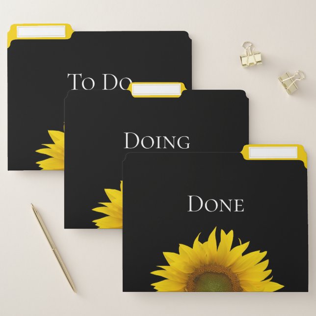 Rustic Sunflowers Black Yellow  File Folder (Set)