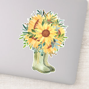 Rustic Sunflowers & Boots Sticker