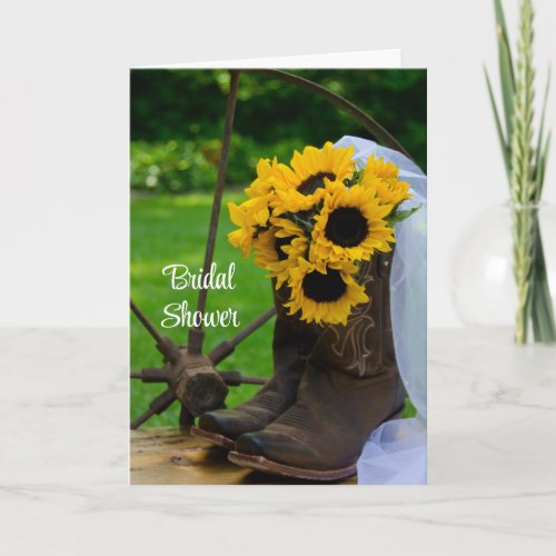 Rustic Sunflowers Boots Western Bridal Shower Invitation