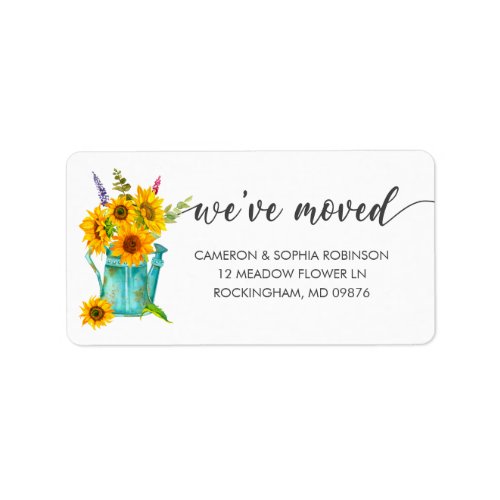 Rustic Sunflowers Bouquet Weve Moved Label