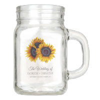 Rustic sunflowers bouquets elegant wedding favor mason jar