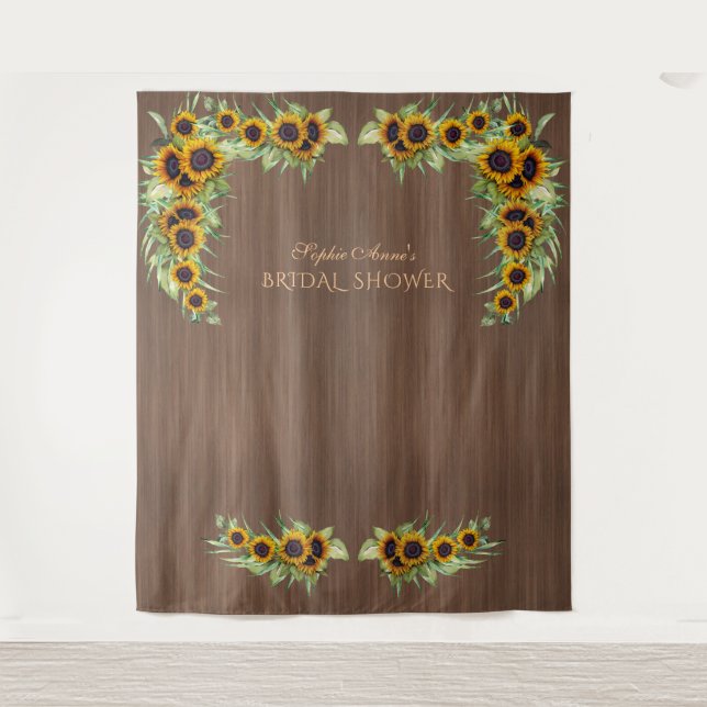 Rustic Sunflowers Bridal Shower Barn Photo Booth Tapestry (Front)