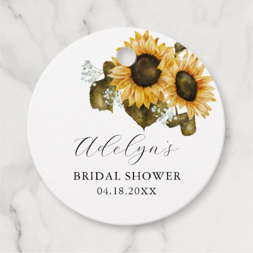 Rustic Sunflowers Bridal Shower Favor Tags